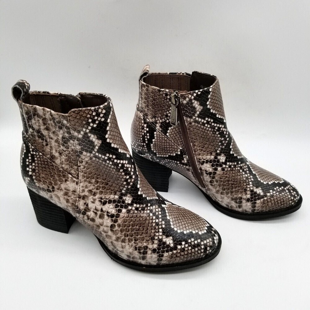 Blondo Womens Noa B6644-233 Brown Black Snake Print Ankle Booties Size 7.5 M